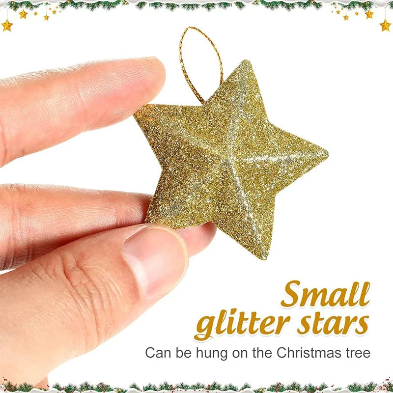Glitter Star Christmas Tree Ornaments – Festive Hanging Decorations
