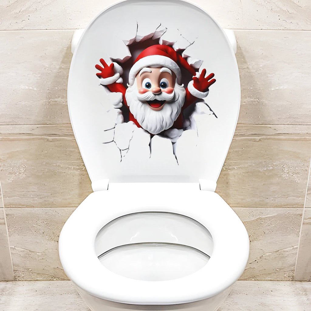 Christmas Snowman Toilet Stickers – Festive Bathroom Decorations