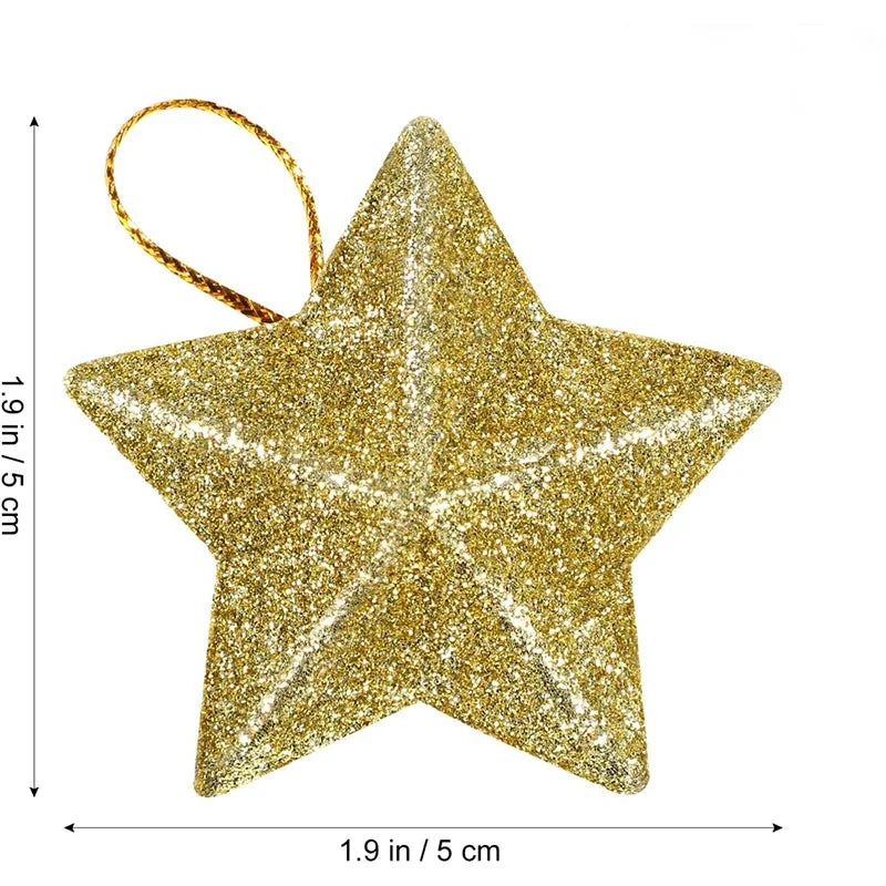 Glitter Star Christmas Tree Ornaments – Festive Hanging Decorations