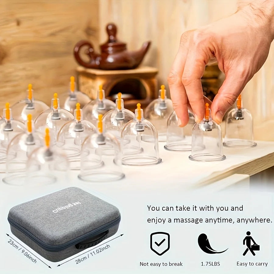 Cupping Massage Set – 12/24-Piece Relaxation Cups with Manual Pump