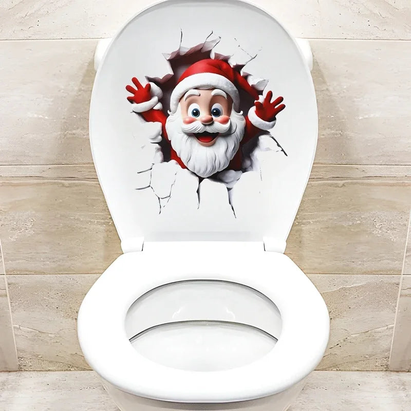 Christmas Snowman Toilet Stickers – Festive Bathroom Decorations