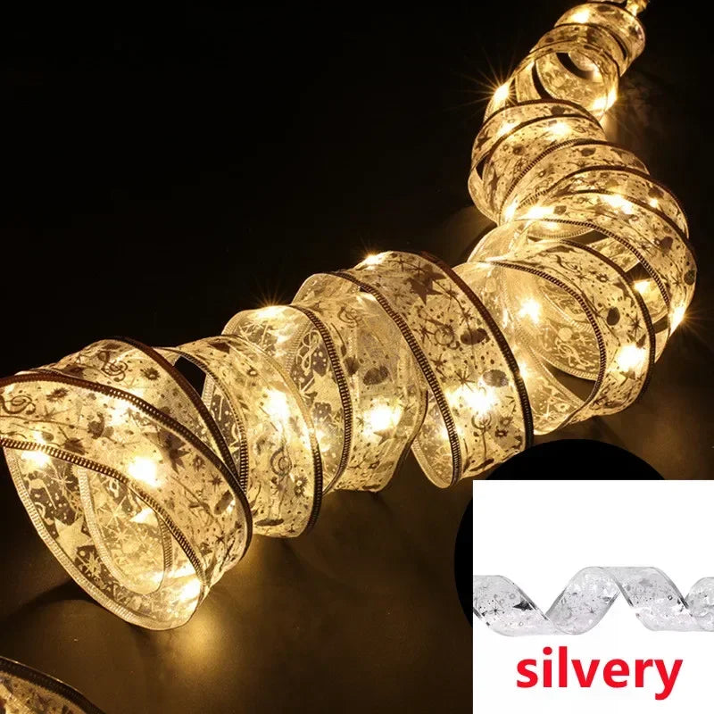 10M LED Christmas Ribbon String Lights – Decorative Bow Lights for Holiday Parties