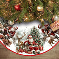 Vintage Santa & Reindeer Christmas Tree Skirt – Festive Holiday Floor Décor