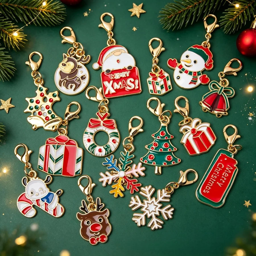 5-Piece Christmas Charms Set – Santa, Snowman & Tree Pendants