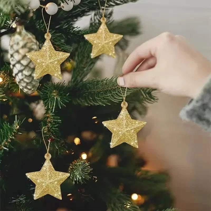 Glitter Star Christmas Tree Ornaments – Festive Hanging Decorations