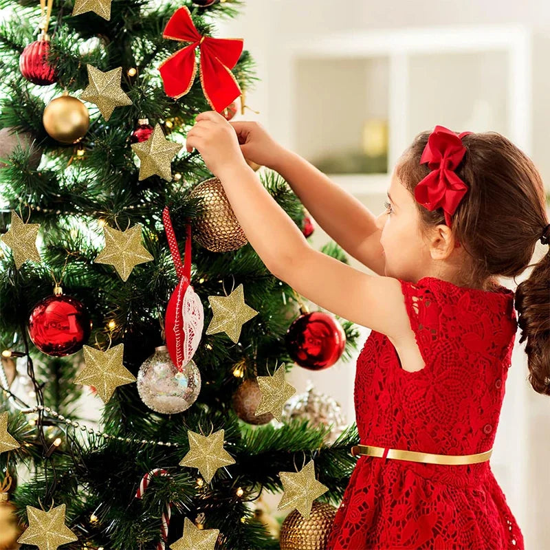Glitter Star Christmas Tree Ornaments – Festive Hanging Decorations