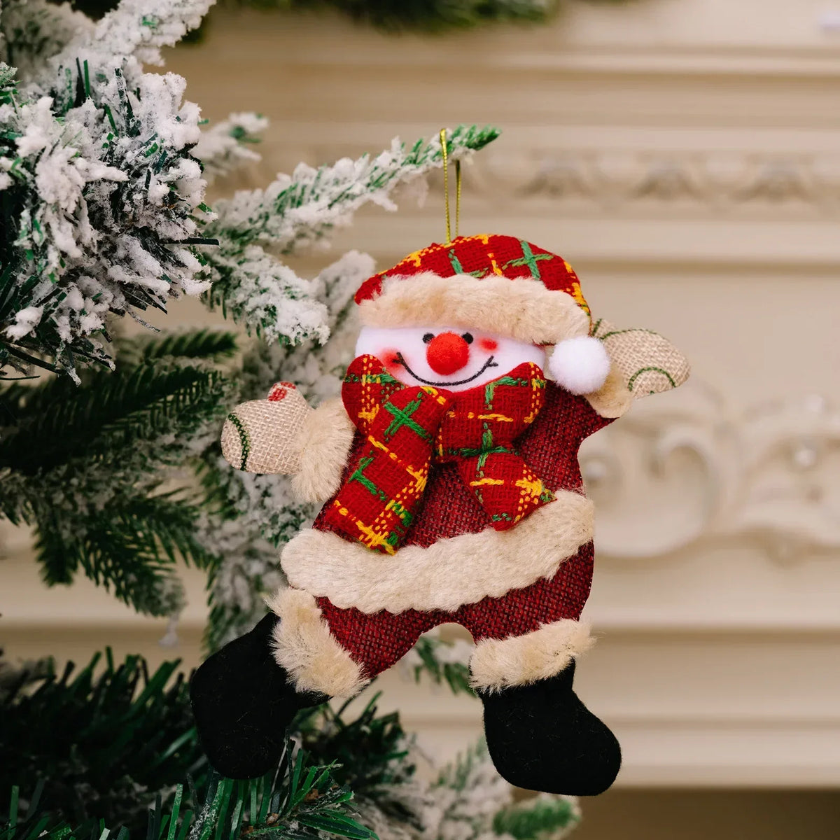 Mini Christmas Fabric Doll Ornaments – Hanging Santa, Snowman & Reindeer Decorations