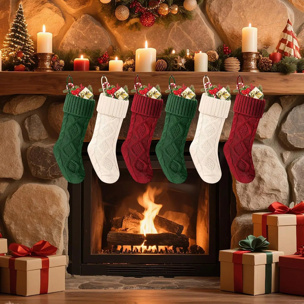 Diamond-Shaped Christmas Stockings – Fluffy Holiday Candy & Gift Bags
