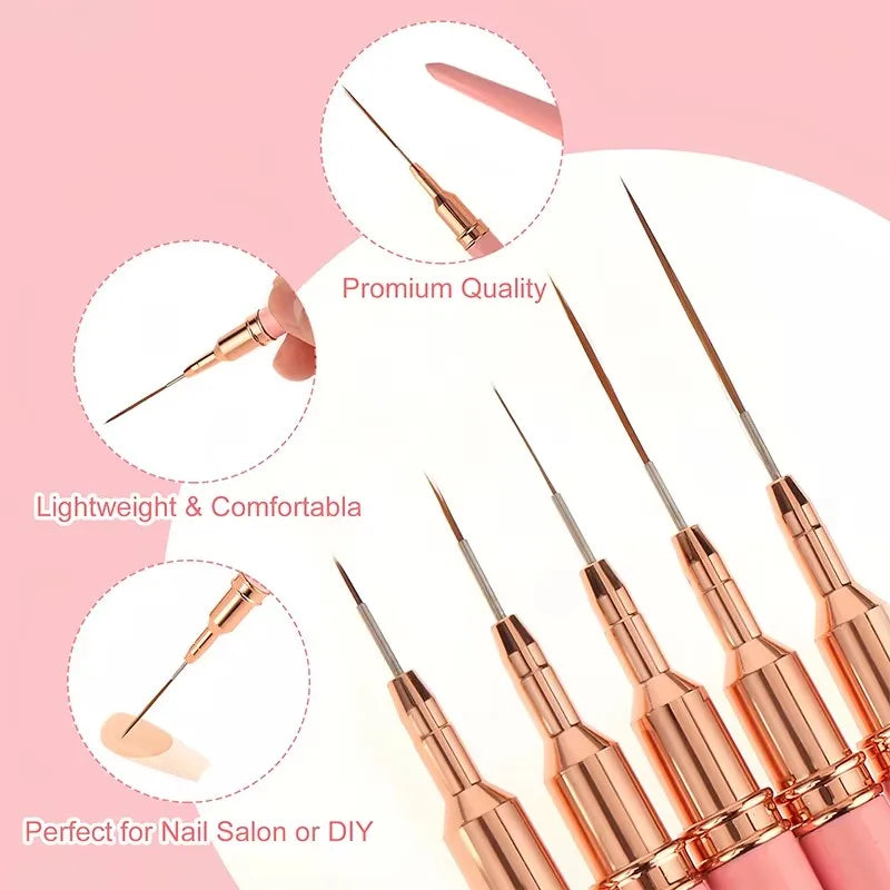 5pcs Nail Art Liner Brush Set – UV Gel Nail Art Brushes