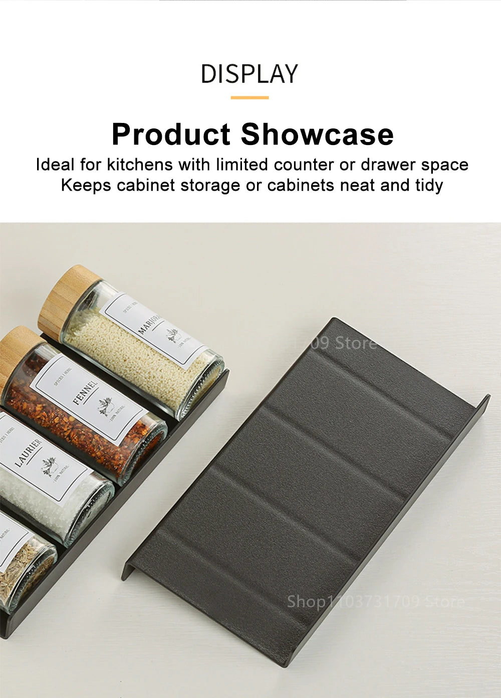 4-Tier Adjustable Spice Rack – Kitchen Cabinet & Drawer Organizer