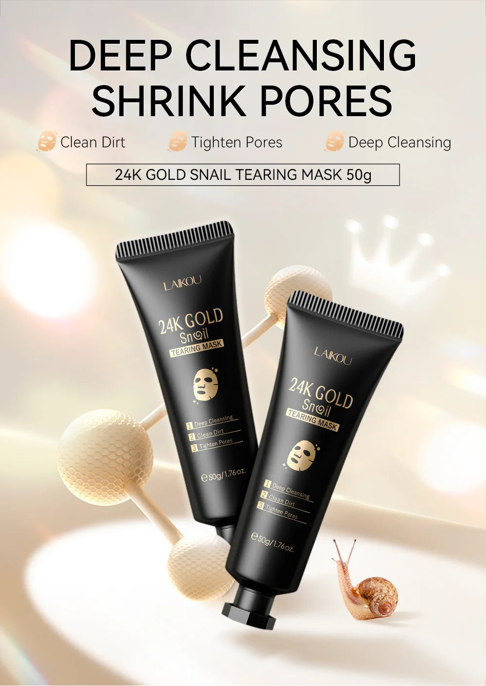 LAIKOU 24K Gold Sakura Peeling Face Mask – Facial Peel-Off Mask