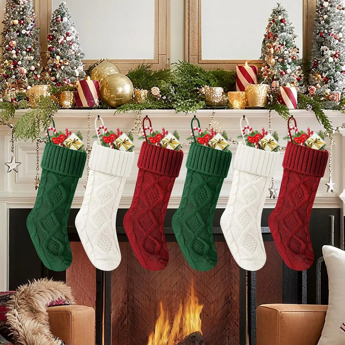 Diamond-Shaped Christmas Stockings – Fluffy Holiday Candy & Gift Bags