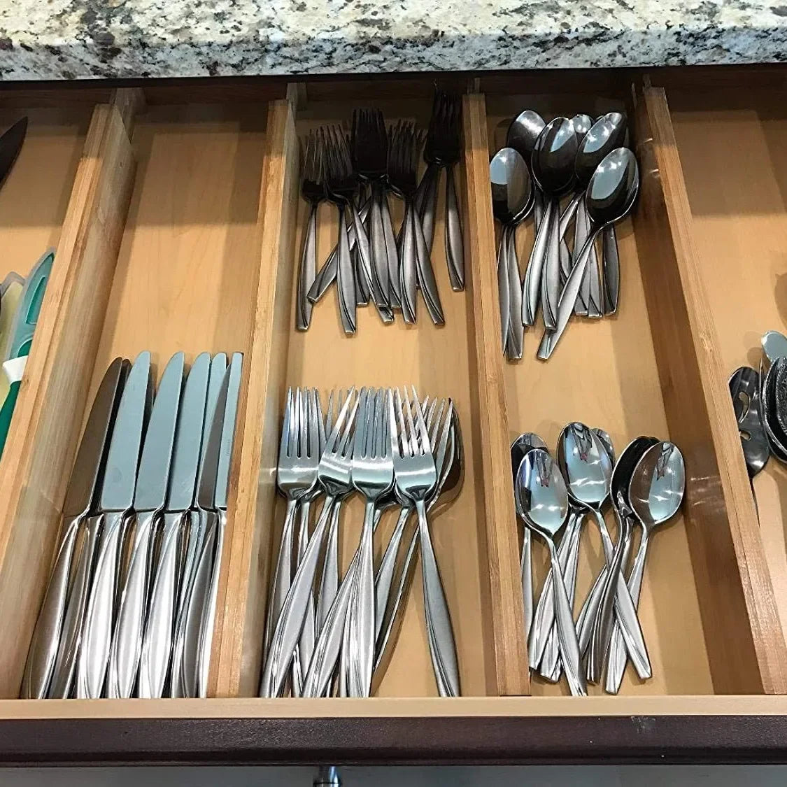 Expandable Bamboo Drawer Organizer – Adjustable Kitchen Drawer Divider