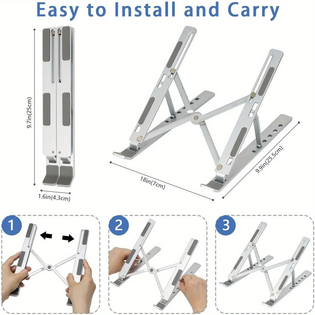 Adjustable Aluminum Laptop Stand – Foldable Ergonomic Laptop Holder
