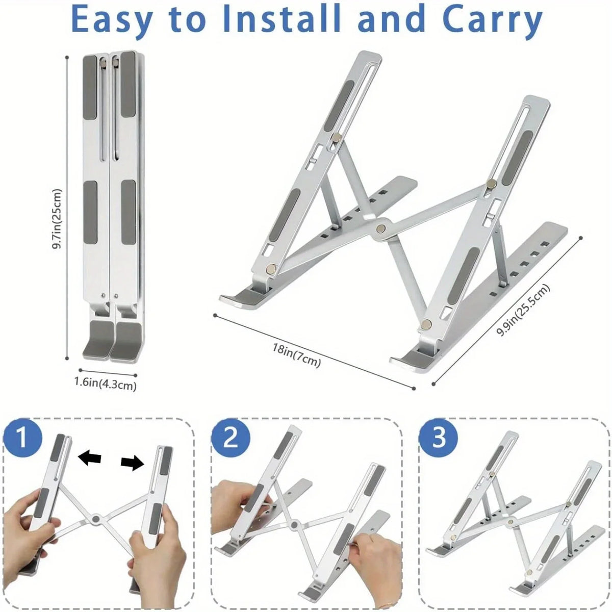 Adjustable Aluminum Laptop Stand – Foldable Ergonomic Laptop Holder