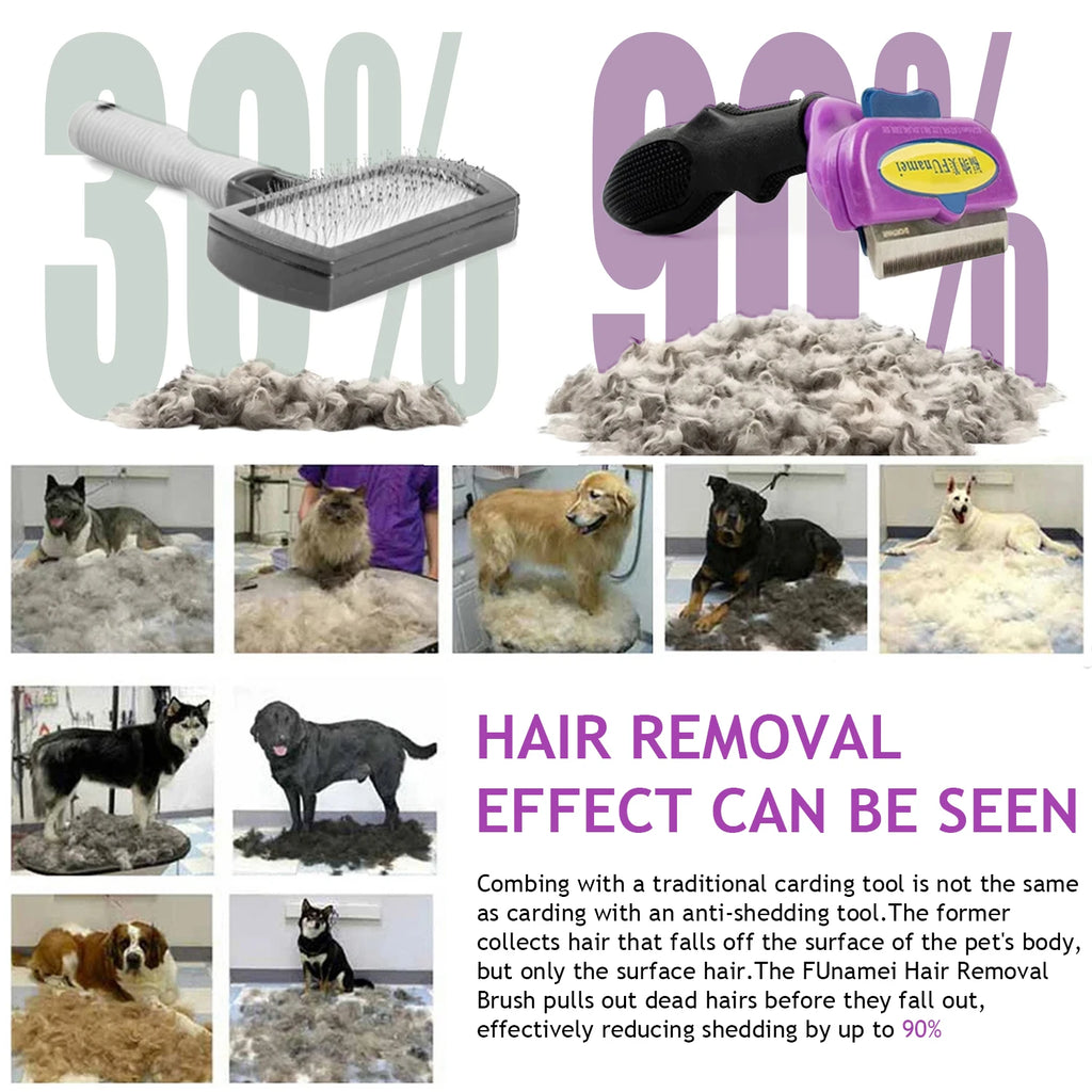 Pet Deshedding & Dematting Brush – Dog & Cat Grooming Tool