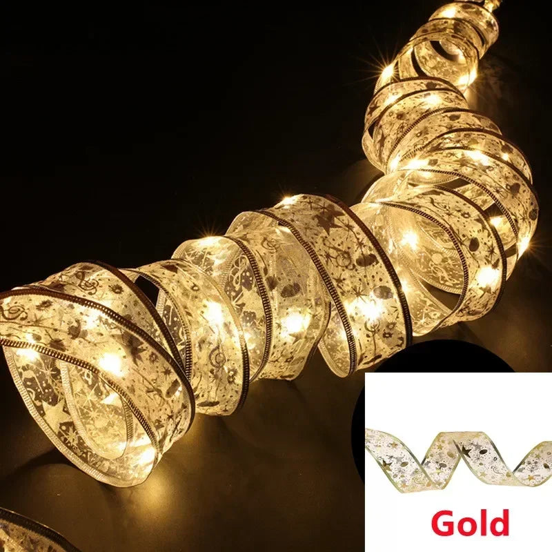 10M LED Christmas Ribbon String Lights – Decorative Bow Lights for Holiday Parties