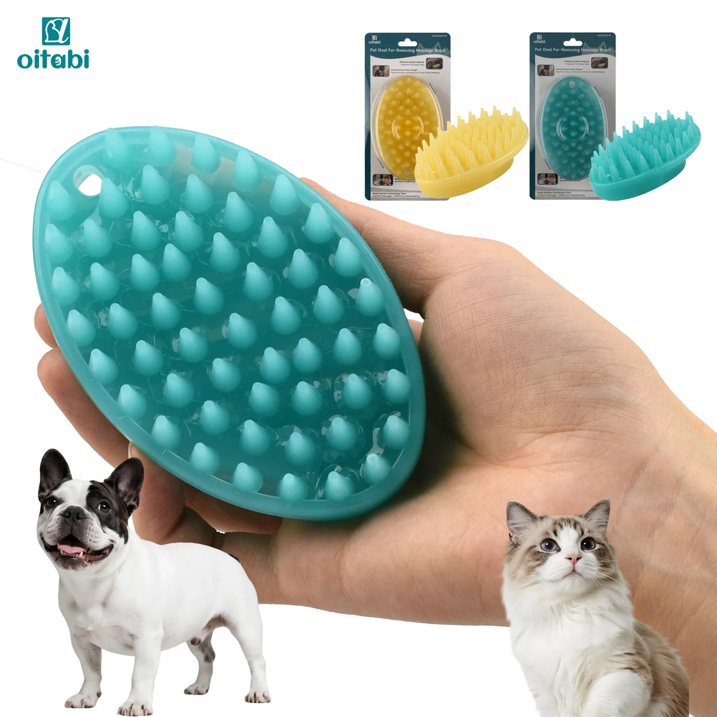 Soft Rubber Pet Grooming Brush – Deshedding & Bathing Brush
