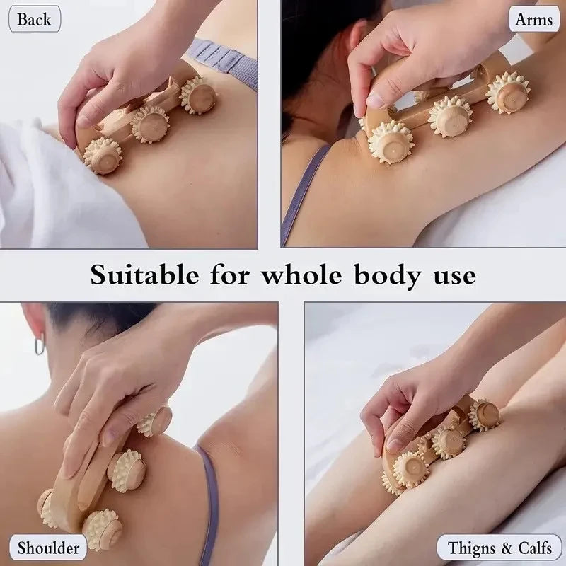 Wooden Massage Roller – Manual Body Massage & Relaxation Tool
