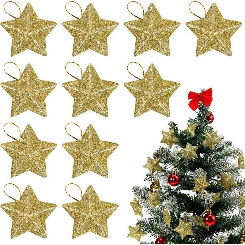 Glitter Star Christmas Tree Ornaments – Festive Hanging Decorations