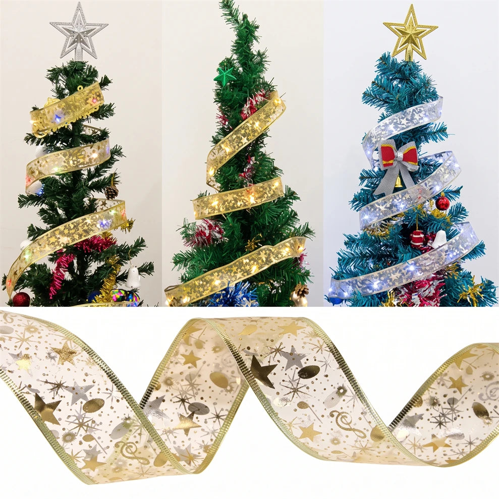 10M LED Christmas Ribbon String Lights – Decorative Bow Lights for Holiday Parties