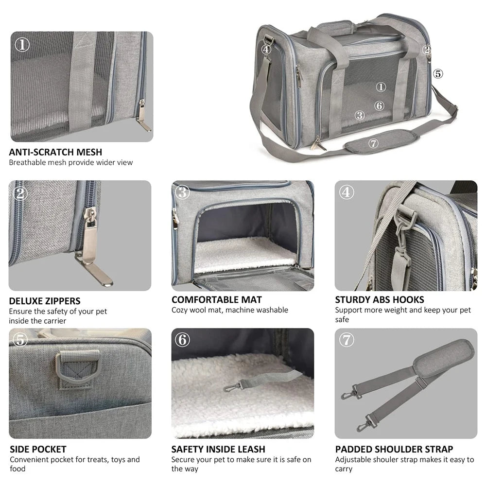 Collapsible Pet Carrier Bag – Travel Carrier for Cats & Small Dogs