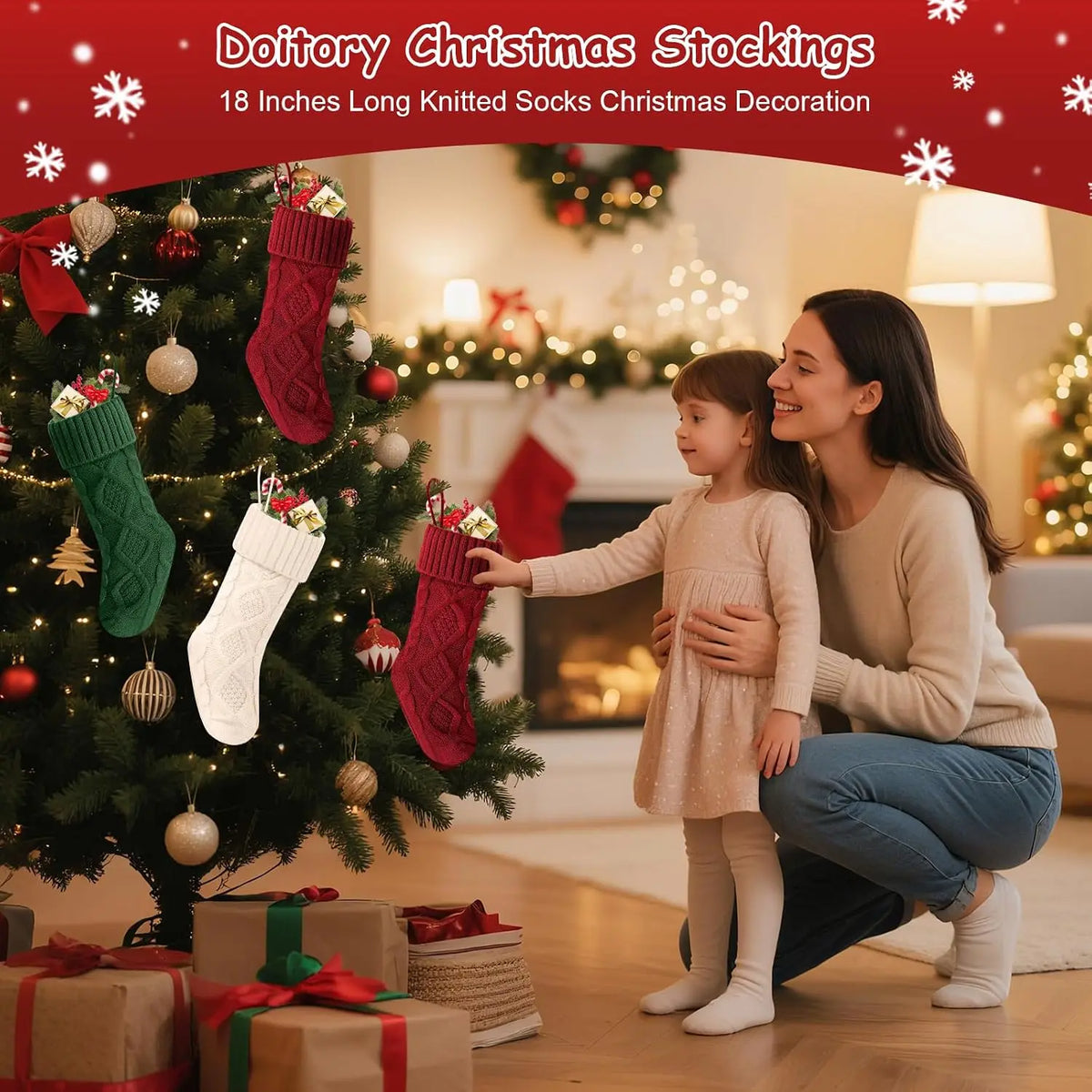Diamond-Shaped Christmas Stockings – Fluffy Holiday Candy & Gift Bags