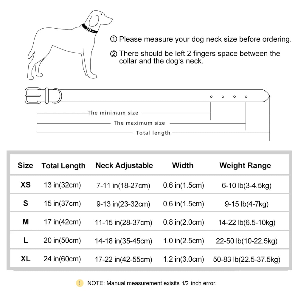 Personalized PU Leather Dog Collar – Adjustable Nameplate Collar