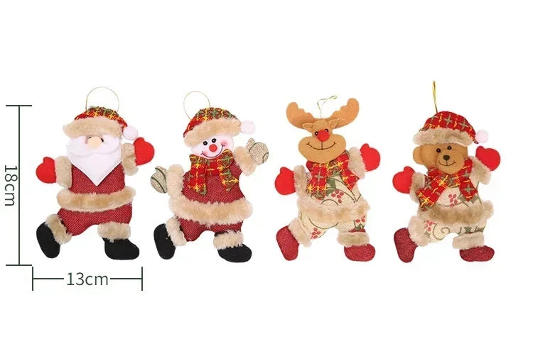 Mini Christmas Fabric Doll Ornaments – Hanging Santa, Snowman & Reindeer Decorations