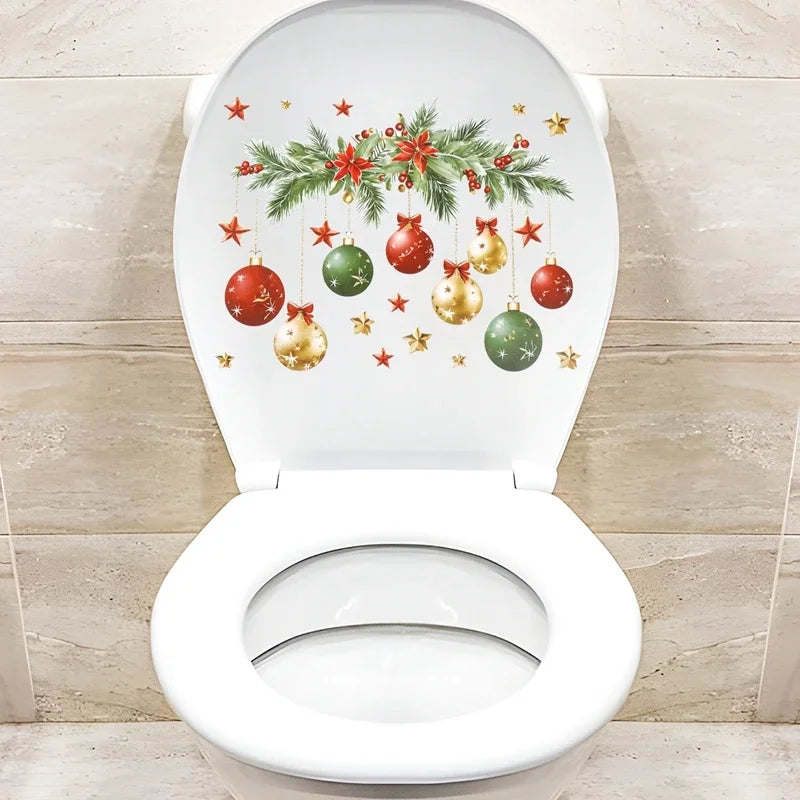 Christmas Snowman Toilet Stickers – Festive Bathroom Decorations