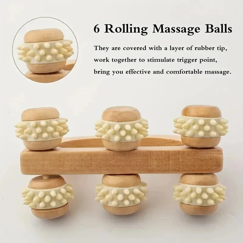 Wooden Massage Roller – Manual Body Massage & Relaxation Tool