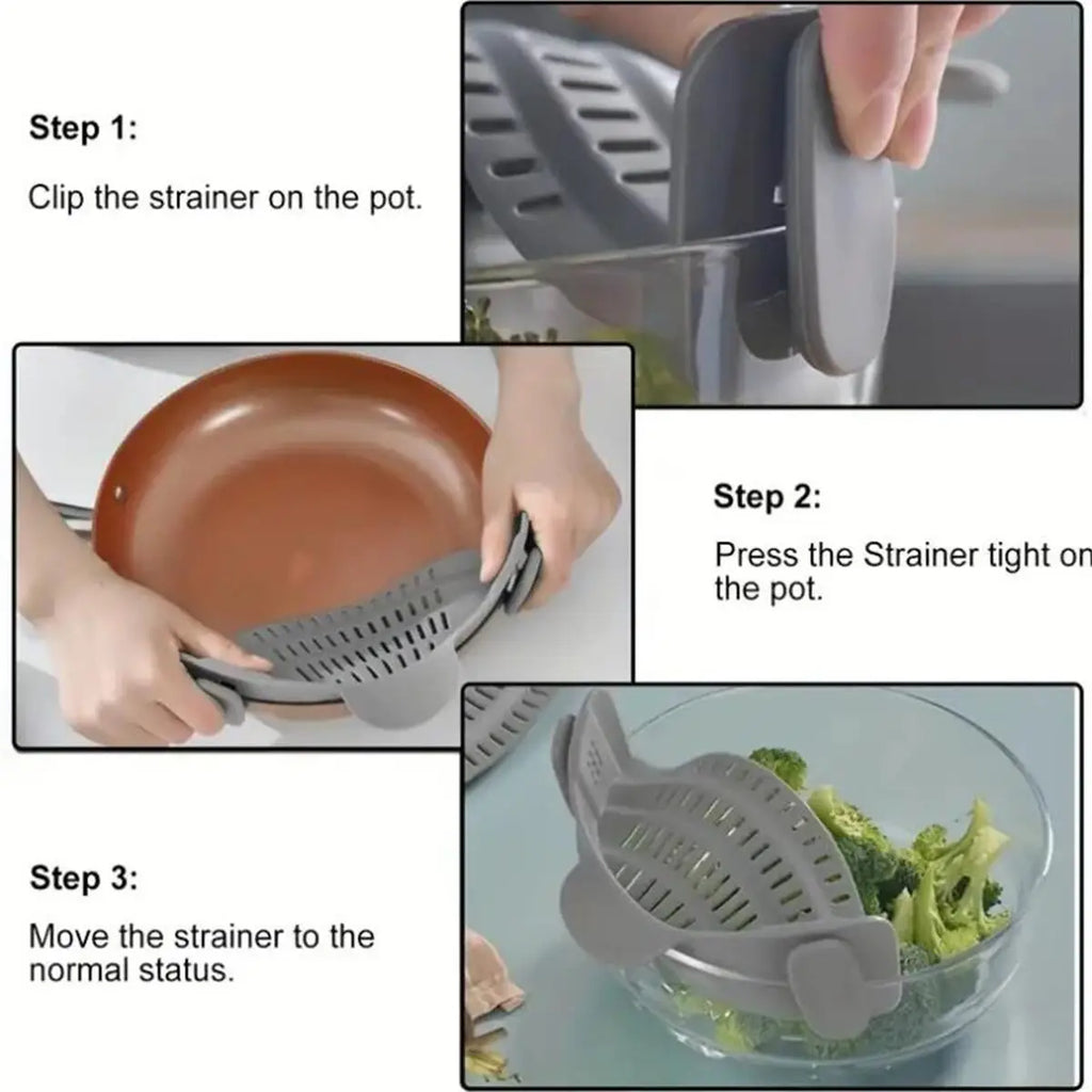 Adjustable Clip-On Pot Strainer – Kitchen Sink & Cooking Colander