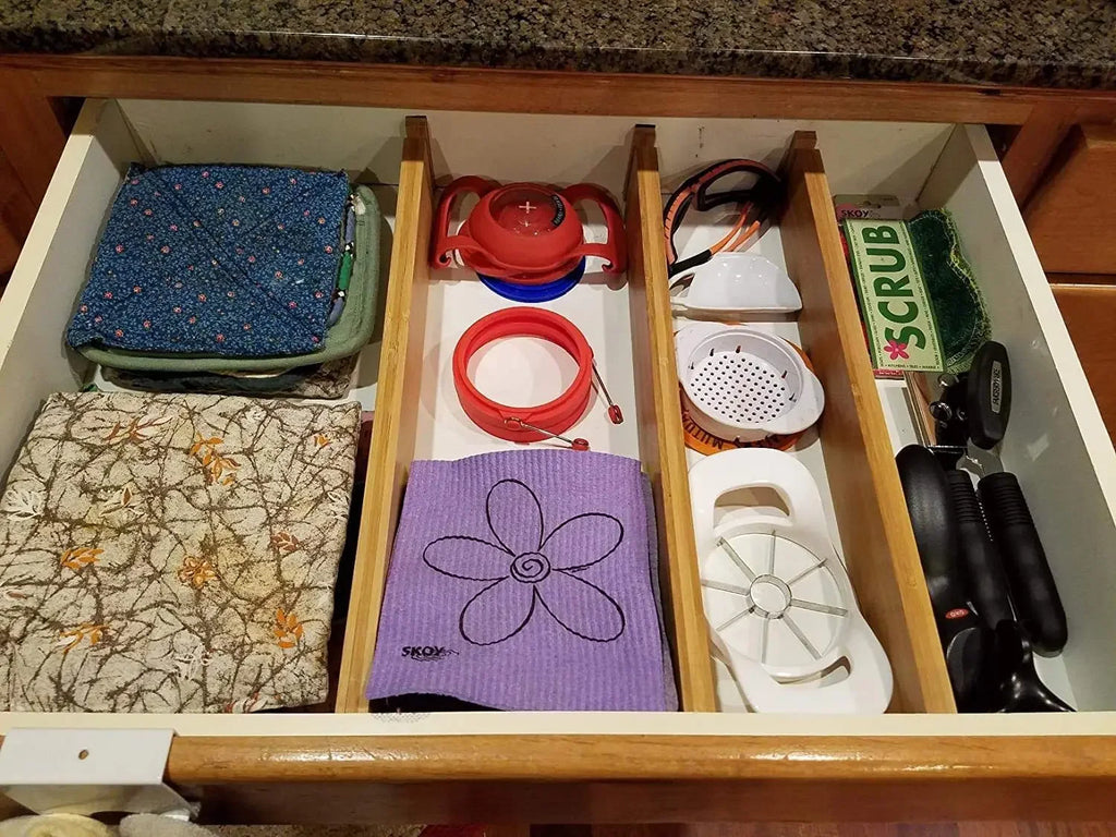 Expandable Bamboo Drawer Organizer – Adjustable Kitchen Drawer Divider
